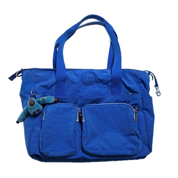 Kipling Sady Tote Shoulder Bag Blue Nylon Crossbody Gym Weekender Carry On - Picture 1 of 12